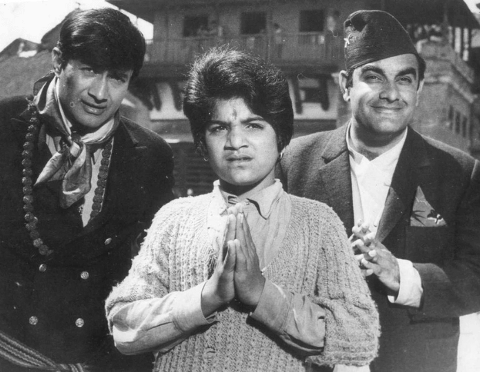 Junior Mehmood with Dev Anand and Rajendra Nath