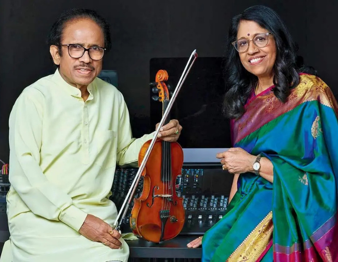 Kavita Krishnamurthy with husbabd L. Subramaniam