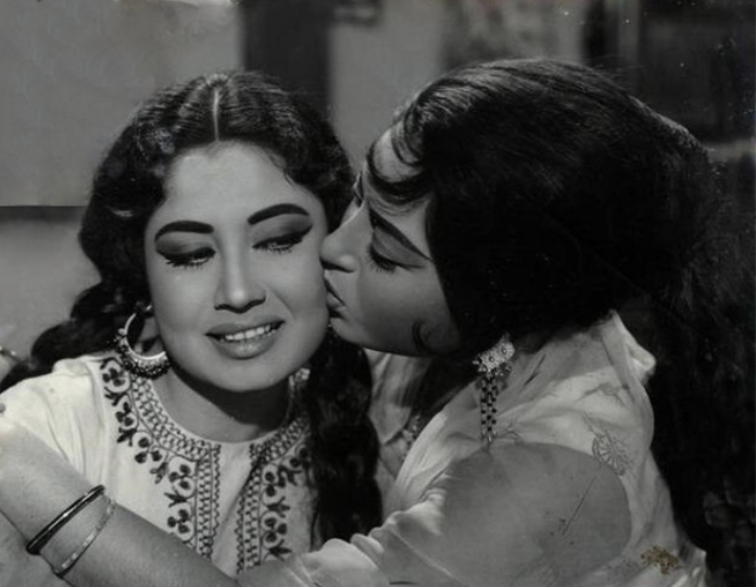 Anita Guha with Meena Kumari in "Purnima"