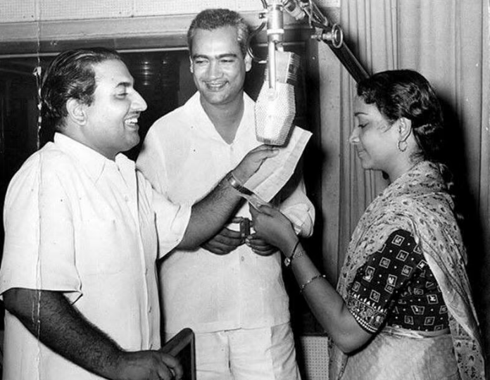 with Mohammad Rafi and Geeta Dutt