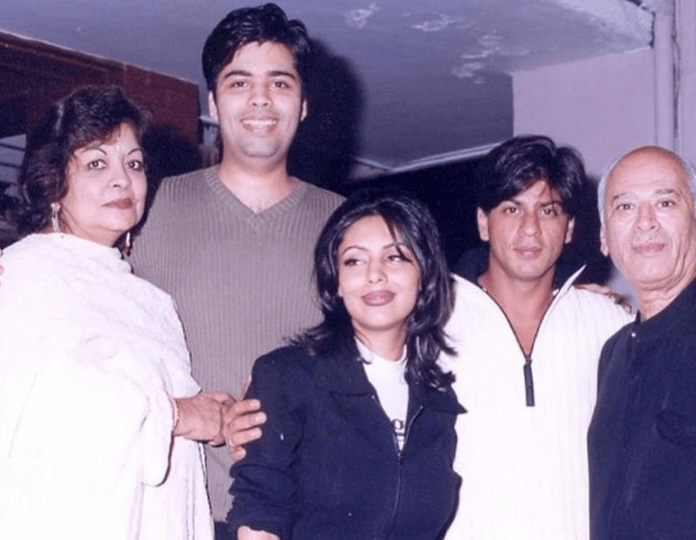 Yash Johar with Hiroo, Karan, Shahrukh and Gauri
