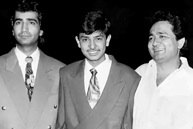 with brother Kishan and son Bhushan Kumar