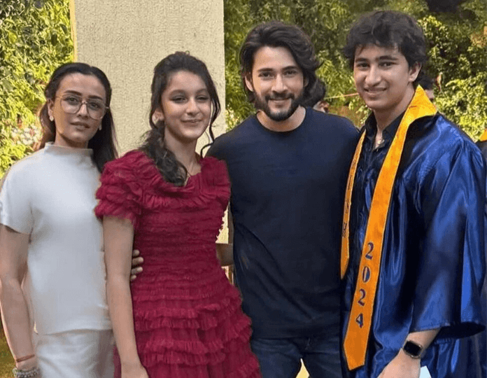 with wife Namrta, son Gautam and daughter Sitara